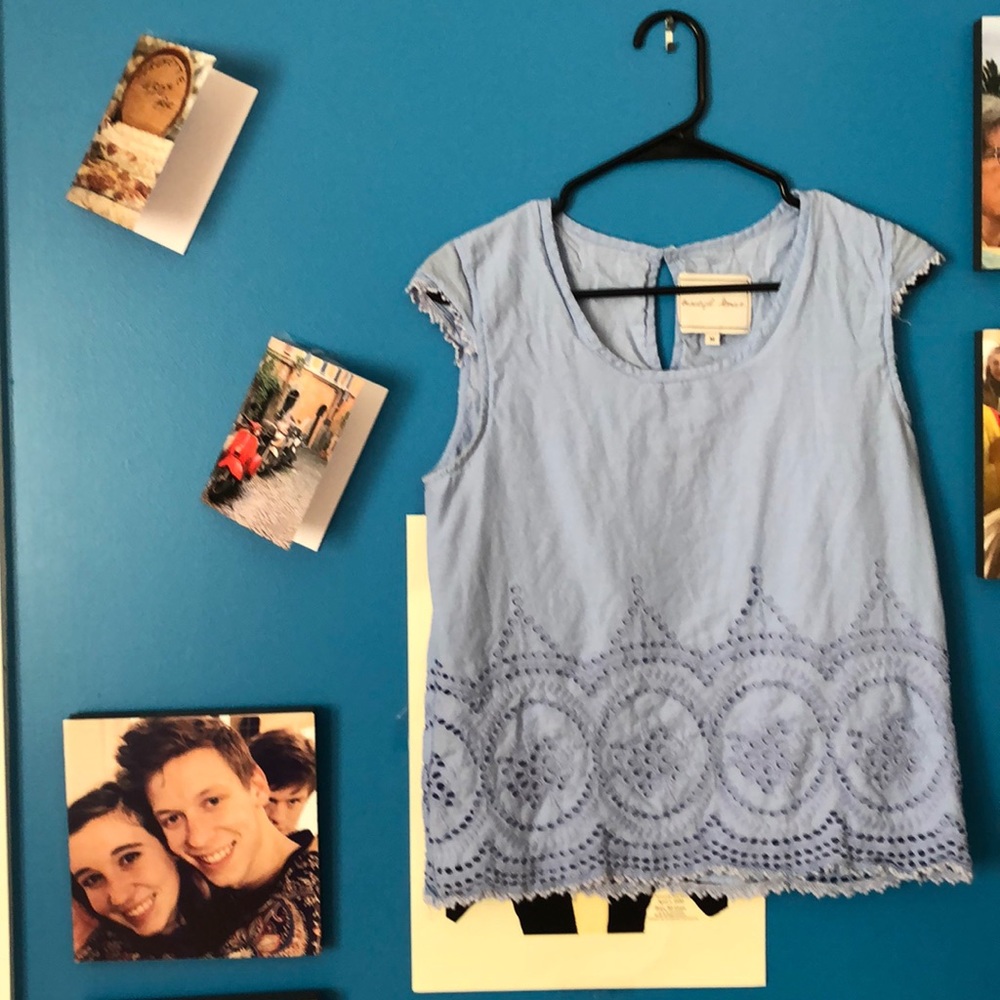 White blue cotton blouse